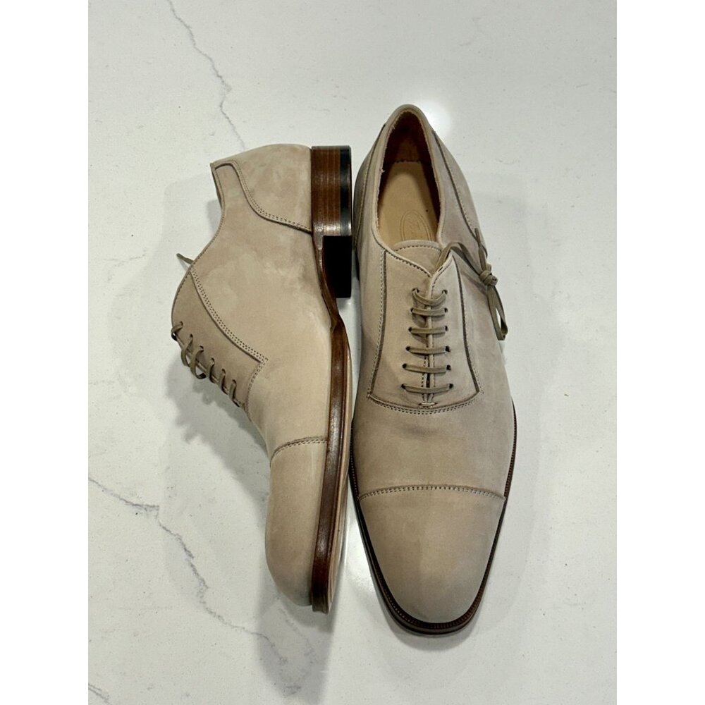 Faconnable Men's Suede Leather Lace Up Oxford Dress Shoes in Tan/Brown - Sz 10